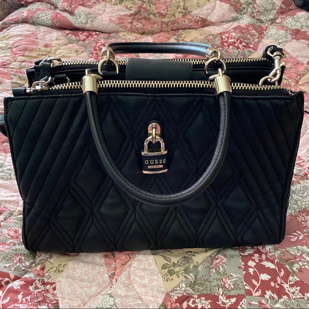 Black Guess Quilted Handbag